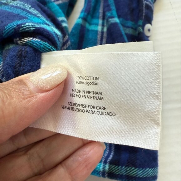 Woolrich Women's XXL Blue Plaid Flannel Shirt 100% Cotton Button Front Outdoor - Picture 5 of 10